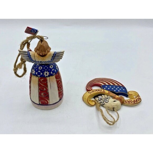 Jim Shore Heartwood Creek Patriotic Angel Eagle Christmas Ornament Lot 2 No Box - Picture 3 of 13
